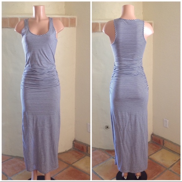 Victoria’s Secret Striped Form-Fitting Ruched Sleeveless Maxi Tank Summe… - Picture 4 of 14